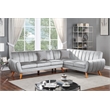 Poundex 2-Piece Upholstered Velvet Sectional Sofa in Light Gray