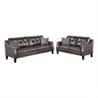 Poundex  Furniture  Gel  Leatherette Two  Piece  Sofa in Gray