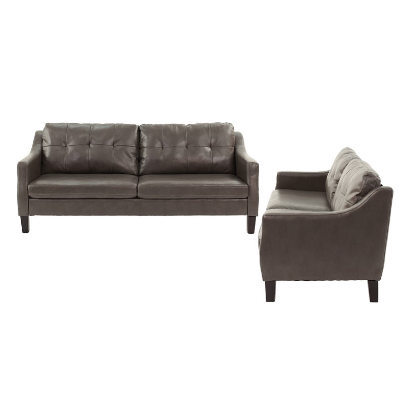 Poundex  Furniture  Gel  Leatherette Two  Piece  Sofa in Gray