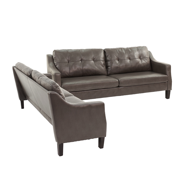 Poundex  Furniture  Gel  Leatherette Two  Piece  Sofa in Gray