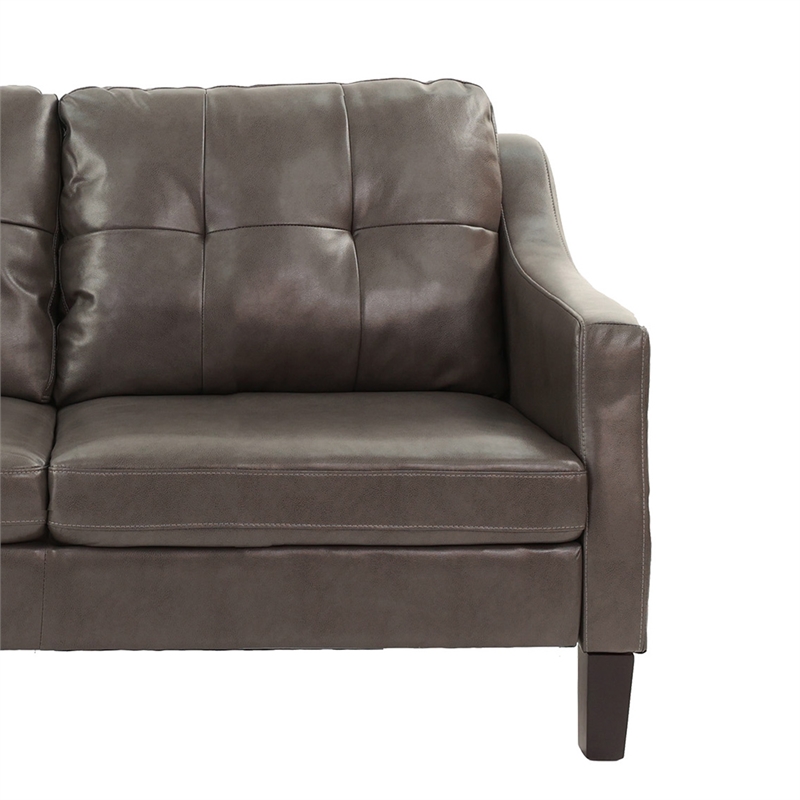 Poundex  Furniture  Gel  Leatherette Two  Piece  Sofa in Gray