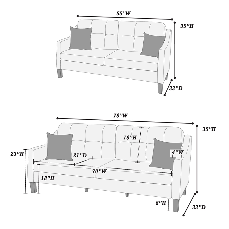 Poundex  Furniture  Gel  Leatherette Two  Piece  Sofa in Gray