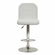 Poundex Adjustable Height & Swivel Barstool 2 Piece in White Faux Leather