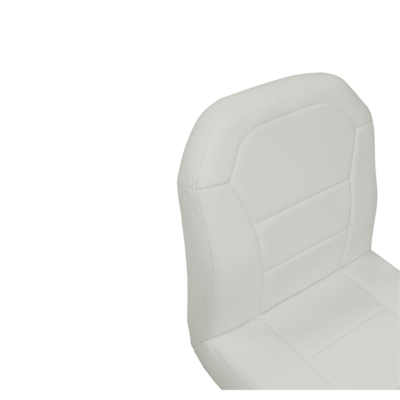 Poundex Adjustable Height & Swivel Barstool 2 Piece in White Faux Leather