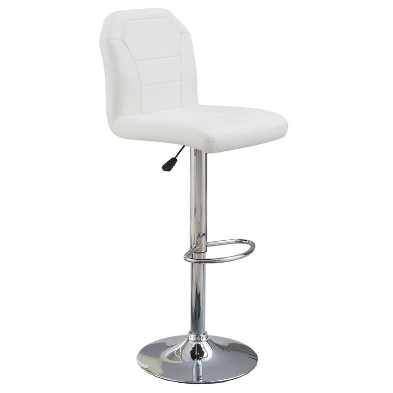 Poundex Adjustable Height & Swivel Barstool 2 Piece in White Faux Leather