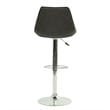Poundex Adjustable Height & Swivel Barstool 2 Piece in Ebony Faux Leather