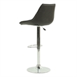 Poundex Adjustable Height & Swivel Barstool 2 Piece in Ebony Faux Leather