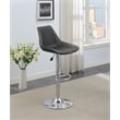 Poundex Adjustable Height & Swivel Barstool 2 Piece in Ebony Faux Leather
