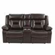 Poundex Furniture Gel Leatherette Loveseat Recliner in Dark Brown