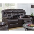 Poundex Furniture Gel Leatherette Loveseat Recliner in Dark Brown
