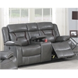 Poundex Furniture Two Seater Gel Leatherette Loveseat Recliner in Gray