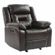 Poundex Furniture Manual Singl Seat Gel Leatherette Recliner in Dark Brown