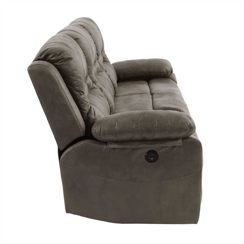 Poundex  Furniture  Breathable  Leatherette  Sofa  in  Slate Blue