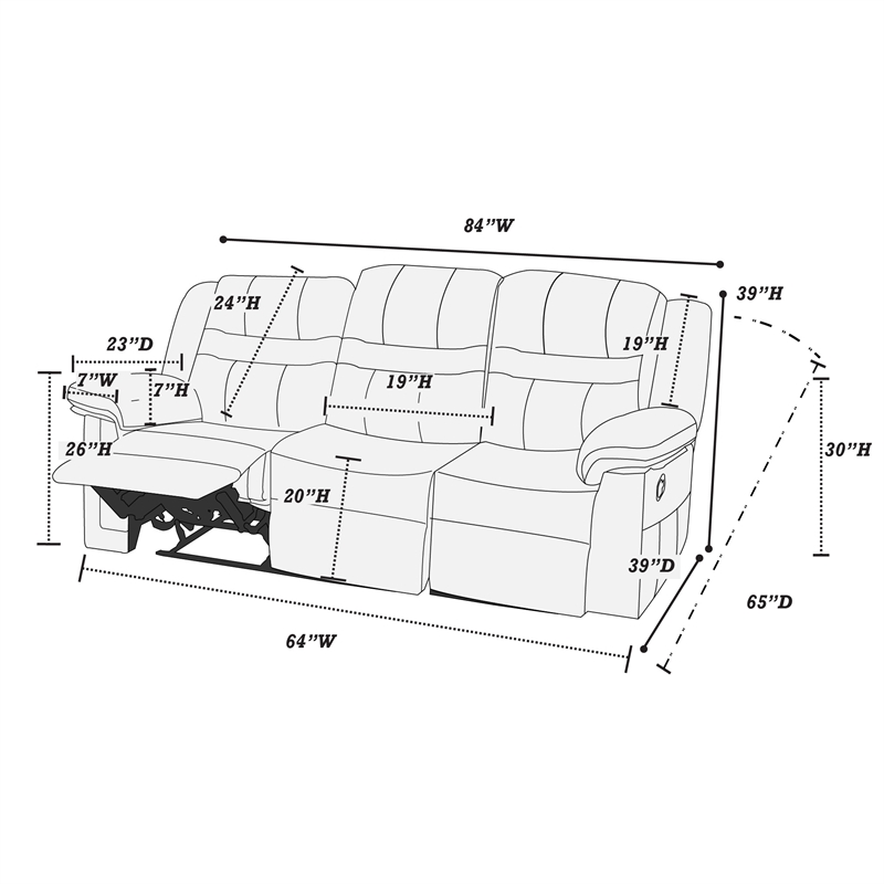 Poundex  Furniture  Breathable  Leatherette  Sofa  in  Slate Blue