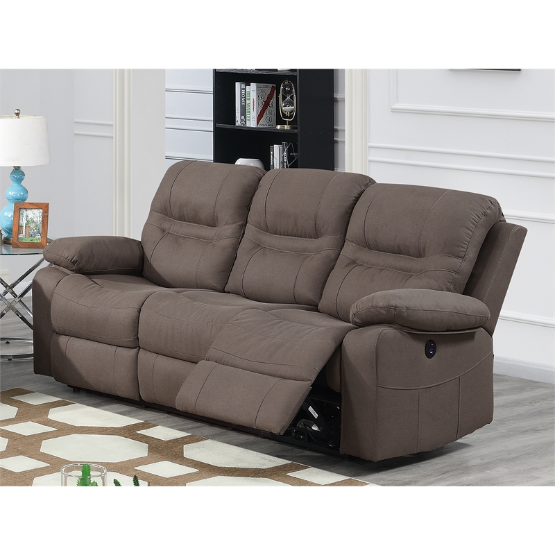 Poundex  Furniture  Breathable  Leatherette  Sofa  in  Slate Blue