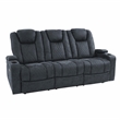 Poundex Furniture Three Seater Breathable Leatherette Sofa in Ink Blue