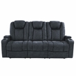 Poundex Furniture Three Seater Breathable Leatherette Sofa in Ink Blue
