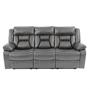 Poundex  Furniture  Gel  Leatherette  Sofa  Recliner  in  Gray