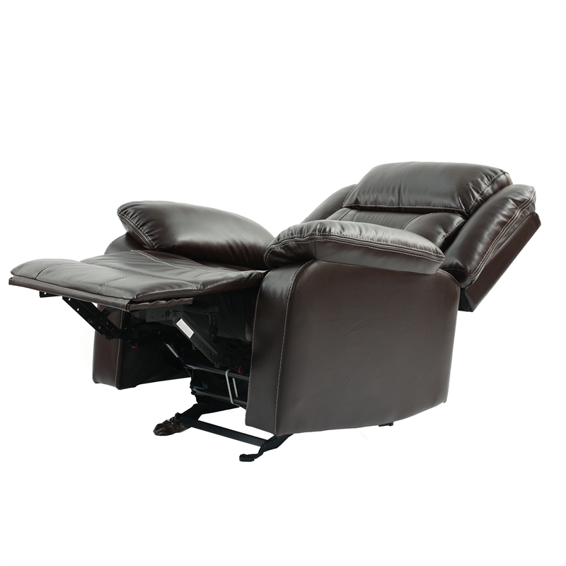 Poundex Furniture Gel Leatherette Power Recliner in Dark Brown
