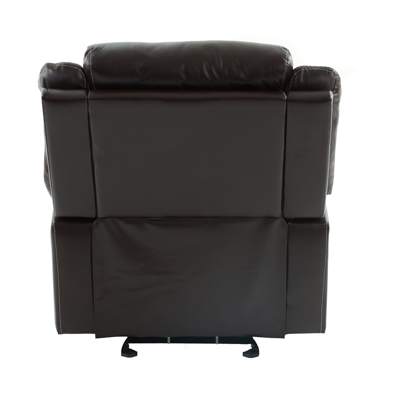 Poundex Furniture Gel Leatherette Power Recliner in Dark Brown