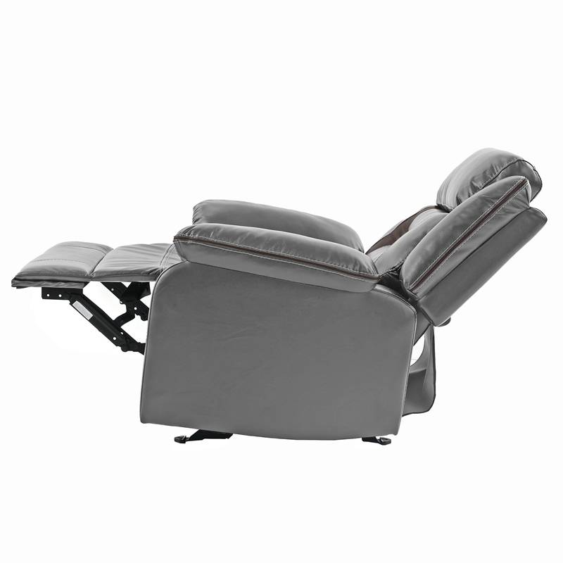 Poundex Furniture Single Gel Leatherette Power Recliner in Gray