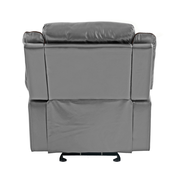 Poundex Furniture Single Gel Leatherette Power Recliner in Gray
