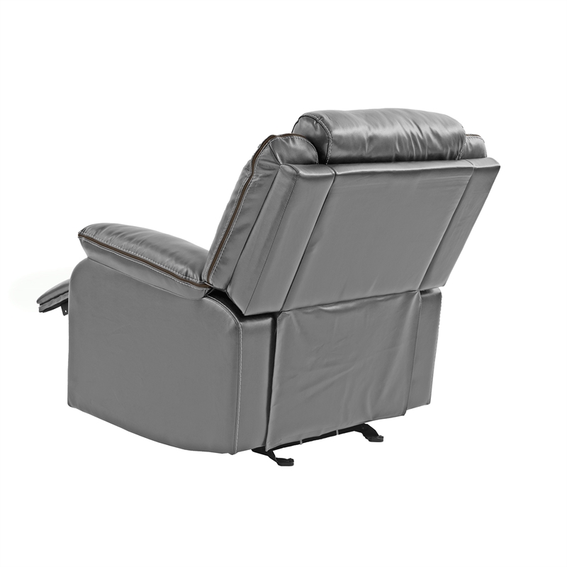 Poundex Furniture Single Gel Leatherette Power Recliner in Gray