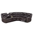 Poundex Furniture Bonded Leather Motion Sectional in Dark Brown