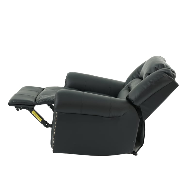Poundex Modern Bonded Faux Leather Upholstered Recliner in Black