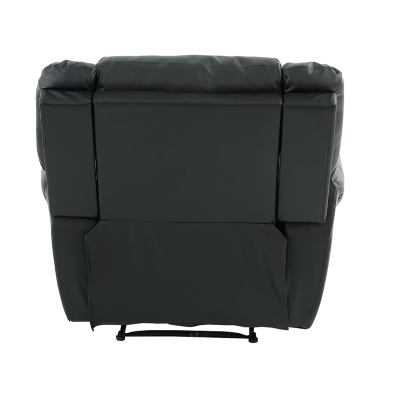 Poundex Modern Bonded Faux Leather Upholstered Recliner in Black