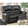 Poundex Modern Bonded Faux Leather Upholstered Loveseat in Black