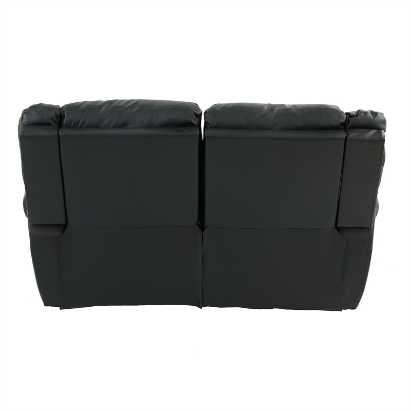 Poundex Modern Bonded Faux Leather Upholstered Loveseat in Black