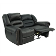 Poundex Modern Bonded Faux Leather Upholstered Loveseat in Black
