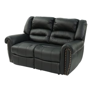 Poundex Modern Bonded Faux Leather Upholstered Loveseat in Black