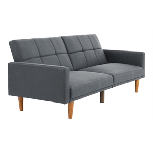 Poundex 80&quot Modern Polyfiber Fabric Adjustable Convertible Sofa in Blue Gray