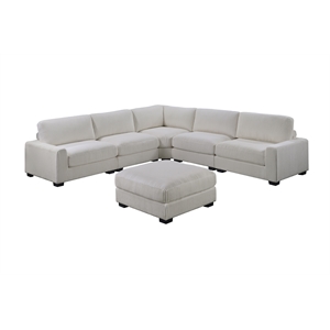 Poundex 6-Pcs XL Beige Corduroy Modular Set with Foam Cushions