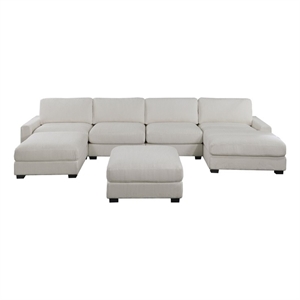 Poundex 6-Pcs XL Beige Corduroy Modular Set with Foam Cushions