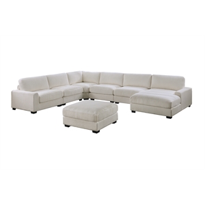 Poundex 7-Pcs XL Modular Set with Foam Cushions in Beige Corduroy