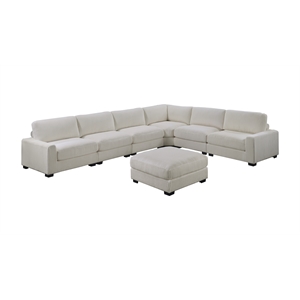 Poundex 7-Pcs XL Beige Corduroy Modular Set with Foam Seating