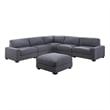 Poundex 6-Pcs XL Modular Set with Foam Cushions in Gray Corduroy