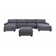 Poundex 6-Pcs XL Dark Gray Corduroy Modular Set Featuring Foam Seating