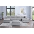 Poundex 7-Pcs Light Gray Corduroy Modular Sectional Set with Foam Cushions
