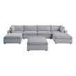 Poundex 7-Pcs Light Gray Corduroy Modular Sectional Set with Foam Cushions