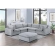 Poundex 6-Pcs Light Gray Corduroy Modular Sectional Set with Foam Cushions