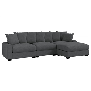 Poundex 4-Pcs Dark Gray Corduroy Fabric Modular Foam Sectional Set