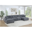 Poundex 6-Pcs Dark Gray Corduroy Fabric Modular Sectional Set with Foam Cushions