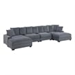 Poundex 6-Pcs Dark Gray Corduroy Fabric Modular Sectional Set with Foam Cushions