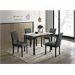 Poundex  Wool Upholstered 5-Pcs Dining Set Charcoal Faux Marble Tabletop