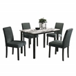 Poundex  Wool Upholstered 5-Pcs Dining Set Charcoal Faux Marble Tabletop