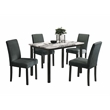 Poundex  Wool Upholstered 5-Pcs Dining Set Charcoal Faux Marble Tabletop